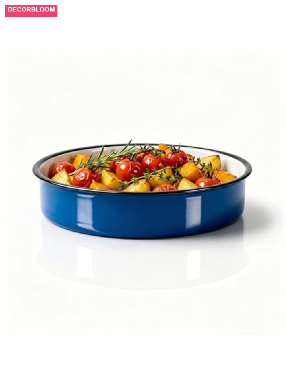 Enamel Roasting Pan 12 Inch Round Baking Pan Oven Stovetop Safe